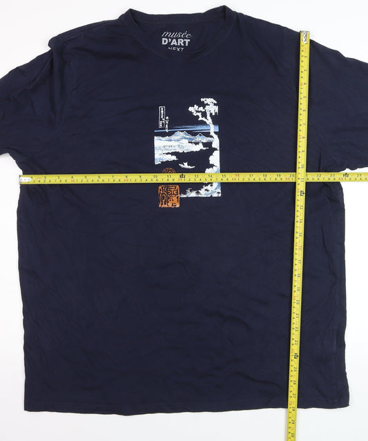 Next Men’s Navy Blue XL Art Graphic Cotton Regular Fit T-Shirt