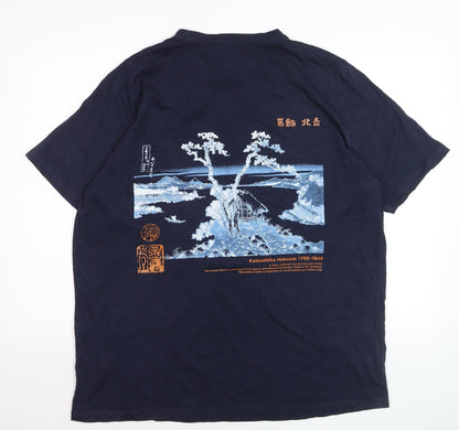 Next Men’s Navy Blue XL Art Graphic Cotton Regular Fit T-Shirt