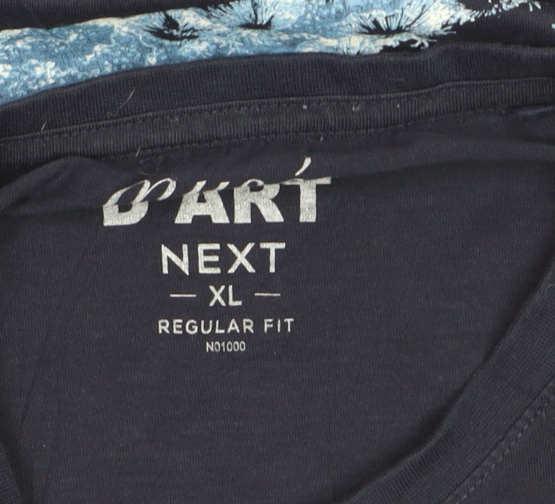 Next Men’s Navy Blue XL Art Graphic Cotton Regular Fit T-Shirt