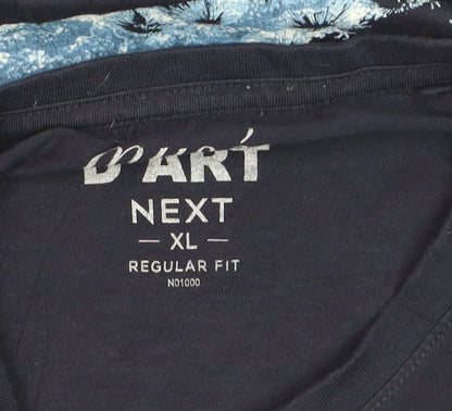 Next Men’s Navy Blue XL Art Graphic Cotton Regular Fit T-Shirt