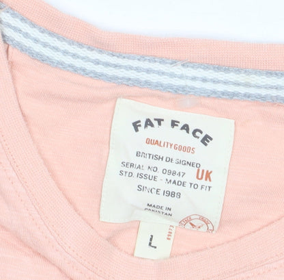 Fat Face Men's Pink Colourblock Cotton Short Sleeve Polo - L