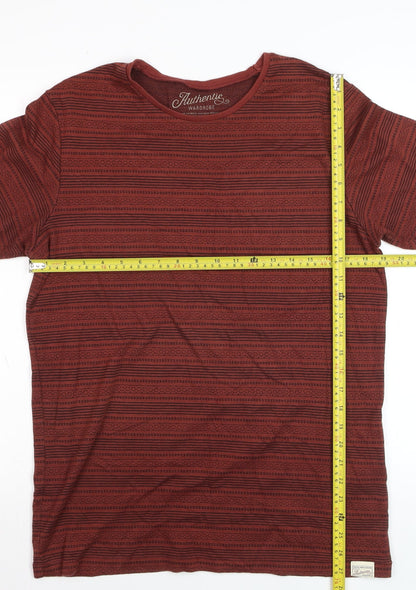 Jack & Jones Men's Red Striped Crew Neck T-Shirt Size L