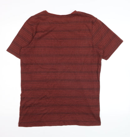 Jack & Jones Men's Red Striped Crew Neck T-Shirt Size L