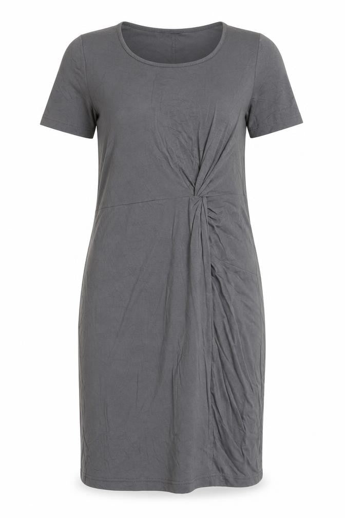 Body Flirt Womens Grey Sheath Dress M Short Sleeve Scoop Neck Ruched