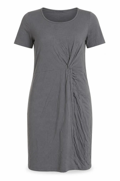 Body Flirt Womens Grey Sheath Dress M Short Sleeve Scoop Neck Ruched
