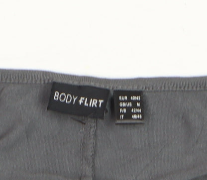 Body Flirt Womens Grey Sheath Dress M Short Sleeve Scoop Neck Ruched