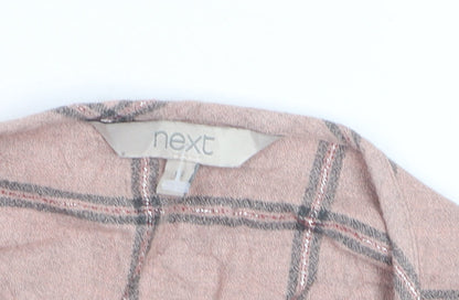 Next Women's Pink Check Wrap Blouse Size 14 Long Sleeve V-Neck