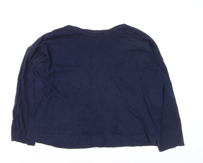 Whistles Women's Blue Cotton Long Sleeve T-Shirt L