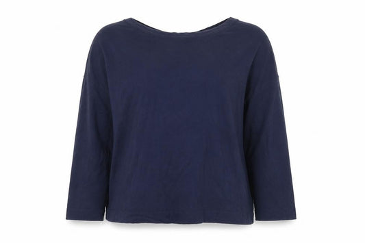 Whistles Women's Blue Cotton Long Sleeve T-Shirt L