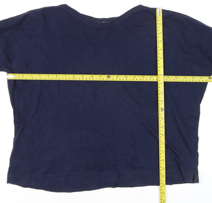 Whistles Women's Blue Cotton Long Sleeve T-Shirt L