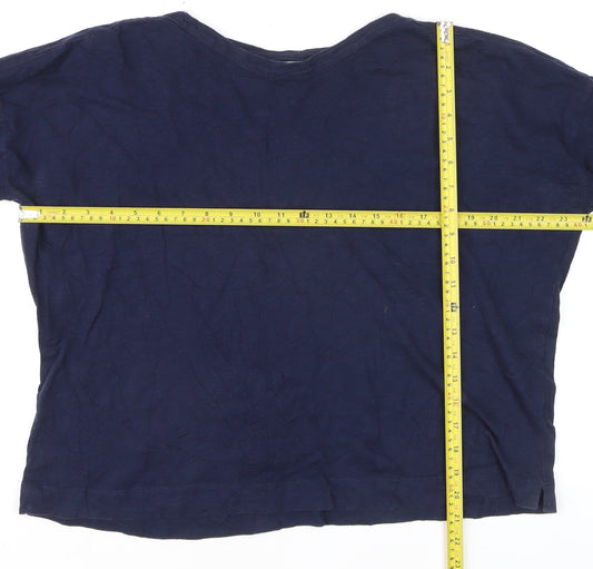 Whistles Women's Blue Cotton Long Sleeve T-Shirt L