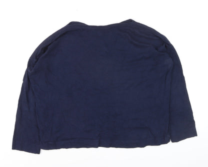 Whistles Women's Blue Cotton Long Sleeve T-Shirt L