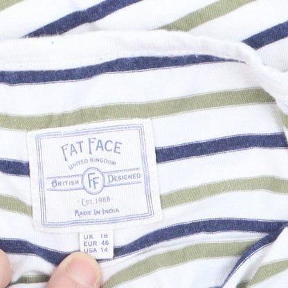 Fat Face Women's Multicoloured Striped Cotton Long Sleeve T-Shirt Size 18