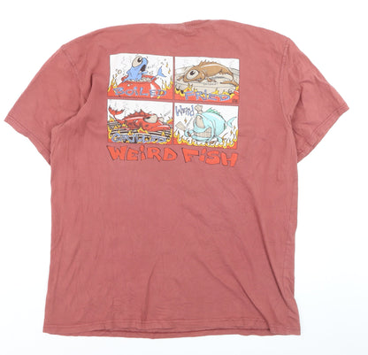 Weird Fish Men's Brown Funny Graphic Cotton T-Shirt Size L