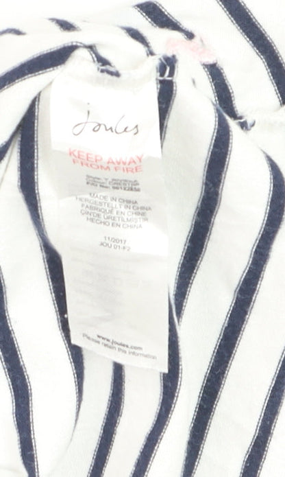 Joules Women White Navy Striped Cotton T-Shirt Dress Size 12
