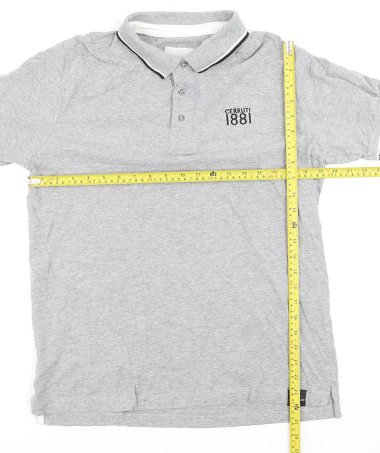 Cerruti 1881 Men's Grey Regular Fit Cotton Polo Shirt L