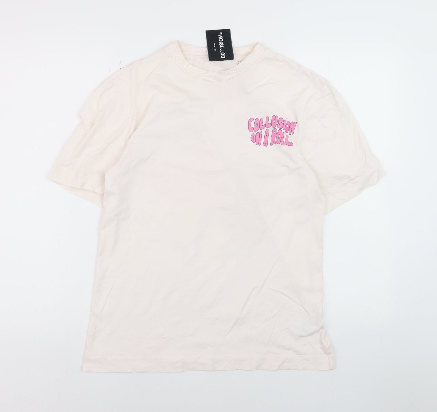 Collusion Women’s Ivory Graphic Print Cotton T-Shirt XS