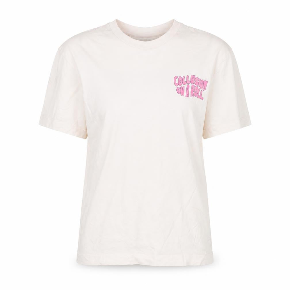 Collusion Women’s Ivory Graphic Print Cotton T-Shirt XS