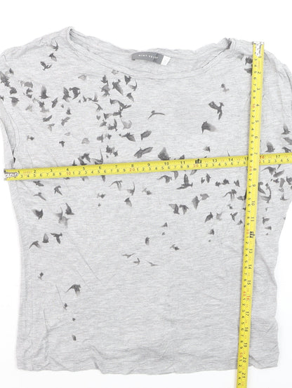Mint Velvet Women's Grey Bird Print Viscose T-Shirt Size 10
