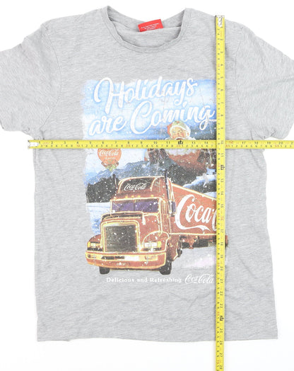 Primark Men’s Grey Coca-Cola Christmas Santa T-Shirt Size L