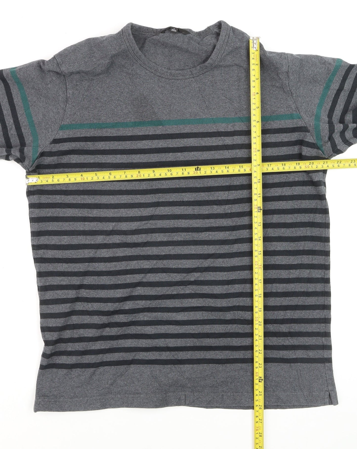 UNIQLO Men's Grey Striped Long Sleeve Casual Top Size L