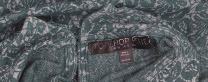 Topshop Petite Women’s Green Floral Collared Sleeveless Blouse UK 8