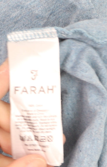 Farah Men’s Blue Cotton Crew Neck Short Sleeve T-Shirt XL