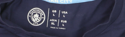 Manchester City Men's Navy Blue Graphic Short Sleeve T-Shirt L
