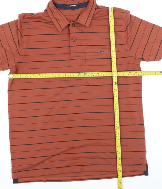 Rohan Men’s Brown Striped Short Sleeve Polo Shirt M