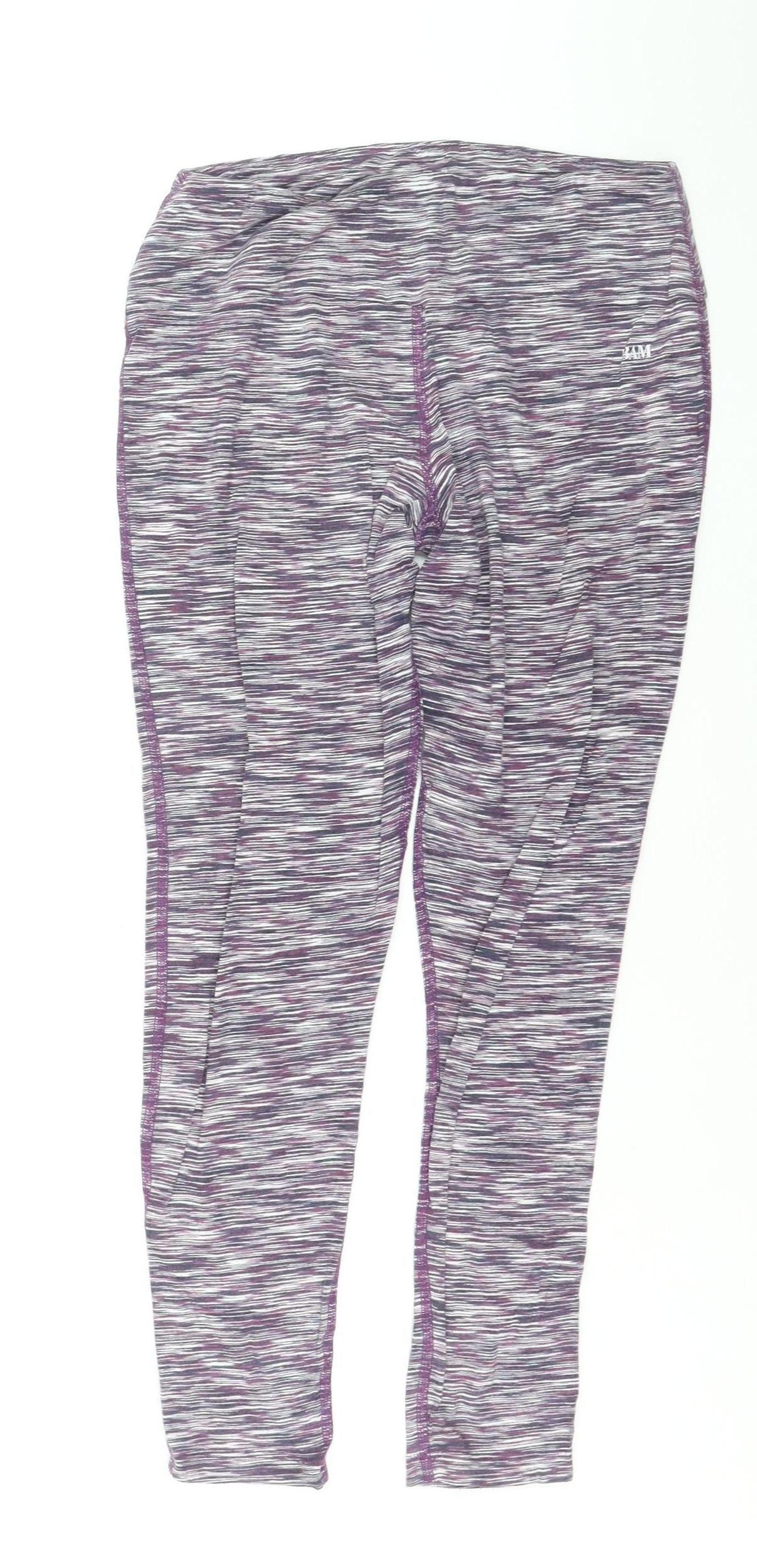 BAM Women's Purple Striped Yoga Leggings Size M Moisture Wicking Stretch