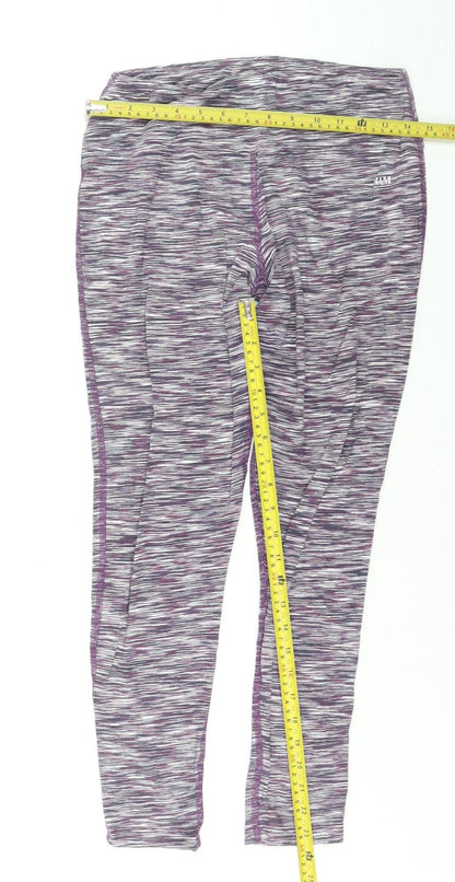 BAM Women's Purple Striped Yoga Leggings Size M Moisture Wicking Stretch