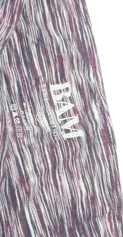 BAM Women's Purple Striped Yoga Leggings Size M Moisture Wicking Stretch