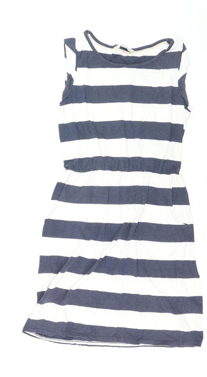 Boden Women’s Blue White Striped Sleeveless Shift Dress Size 10