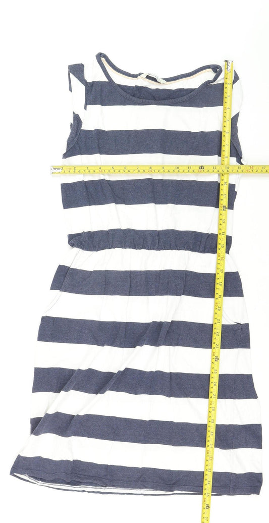 Boden Women’s Blue White Striped Sleeveless Shift Dress Size 10