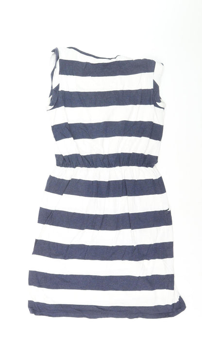 Boden Women’s Blue White Striped Sleeveless Shift Dress Size 10
