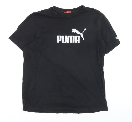 Puma Men's Black Logo Graphic T-Shirt Size L Short Sleeve Jersey