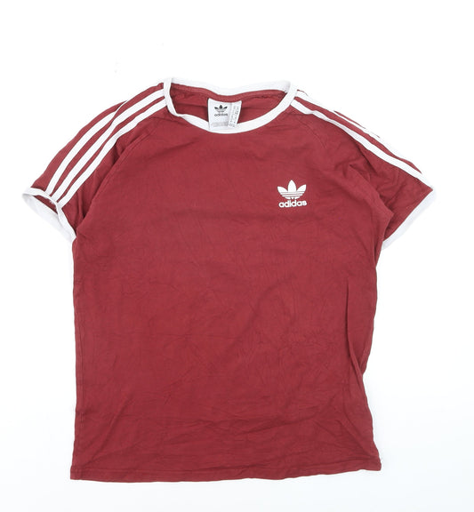 Adidas Men's Red Short Sleeve Crew Neck Cotton Sports T-Shirt M