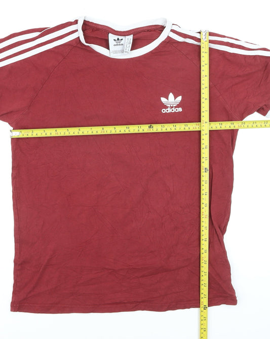 Adidas Men's Red Short Sleeve Crew Neck Cotton Sports T-Shirt M