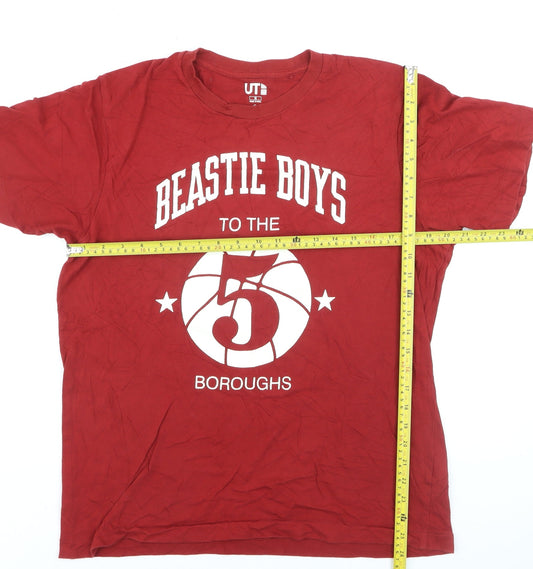 Uniqlo Men Red Beastie Boys Graphic Band T-Shirt Size M