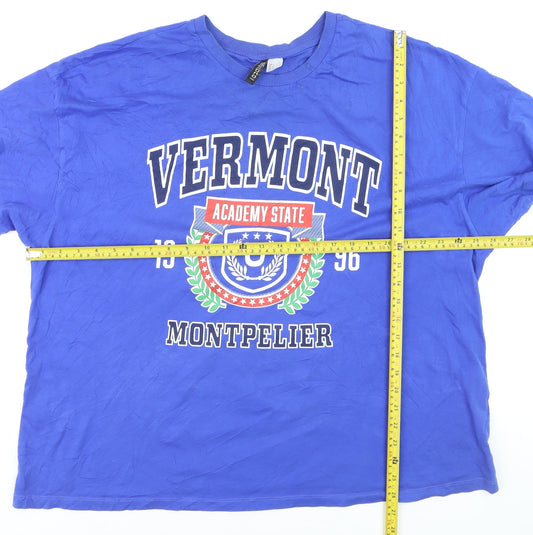H&M Divided Men Blue Vermont University Graphic Cotton T-Shirt L
