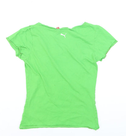 Puma Womens Green Short Sleeve Basic T-Shirt Size 10