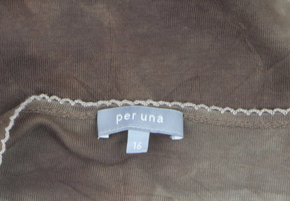 Marks and Spencer Per Una Brown Embroidered Tunic Blouse Women’s Size 16