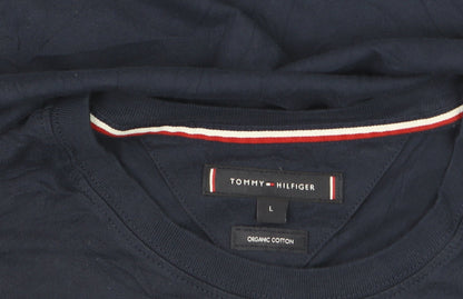 Tommy Hilfiger Men's Navy Blue Organic Cotton Crew Neck T-Shirt Size L