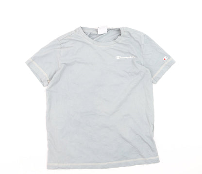 Champion Boys Blue Small Logo T-Shirt Short Sleeve Cotton Top