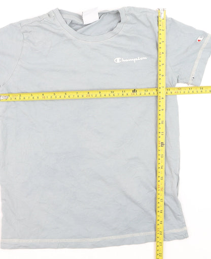 Champion Boys Blue Small Logo T-Shirt Short Sleeve Cotton Top