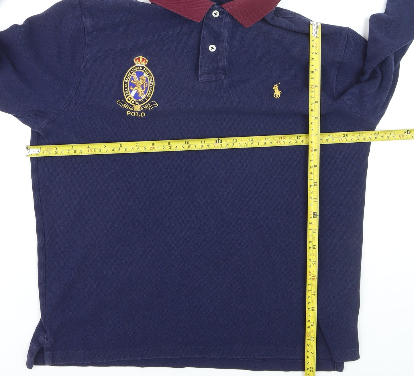 Ralph Lauren Men’s Blue Long Sleeve Custom Slim Fit Polo Shirt L