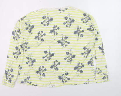 White Stuff Womens Multicoloured Floral Stripe Cotton Long Sleeve T-Shirt Size 14