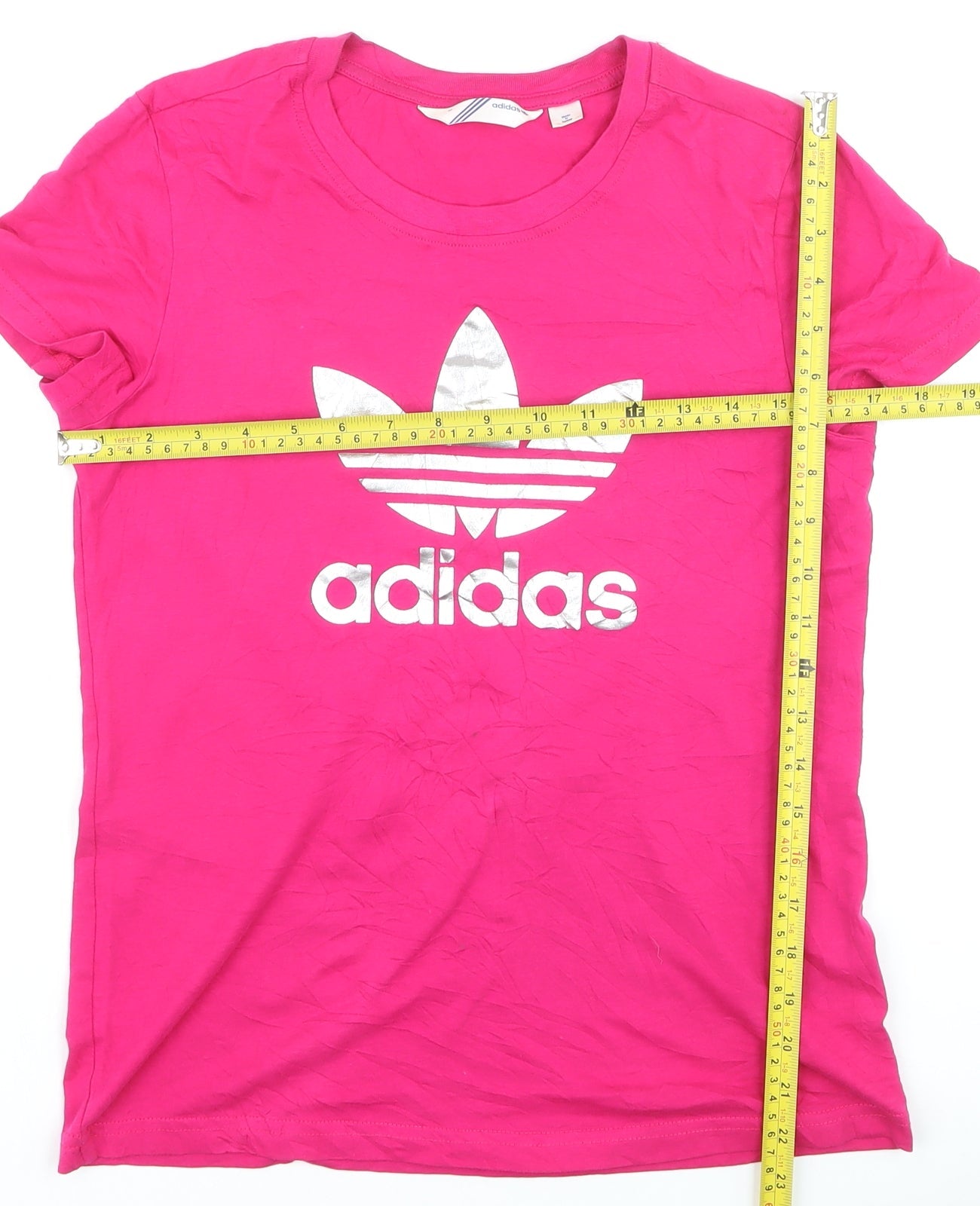 Adidas Womens Pink Cotton Short Sleeve Logo T-Shirt Size 12