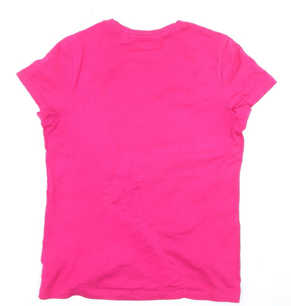 Adidas Womens Pink Cotton Short Sleeve Logo T-Shirt Size 12