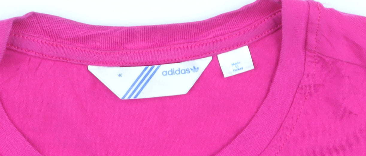 Adidas Womens Pink Cotton Short Sleeve Logo T-Shirt Size 12